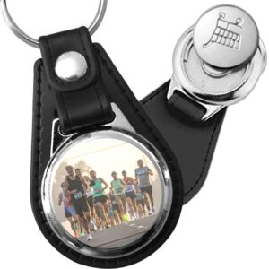 Porte-clé cuir avec médaillon sport Marathon