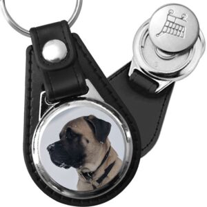 Porte-clé cuir avec médaillon chien Mastiff Anglais