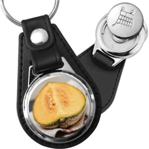 Porte-clé cuir avec médaillon fruit Melon