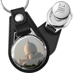 Porte-clé cuir avec médaillon monument Mosquée Cheikh Zayed