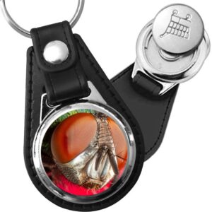 Porte-clé cuir avec médaillon insecte Mouche