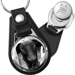 Porte-clé cuir avec médaillon mammifère Mouton