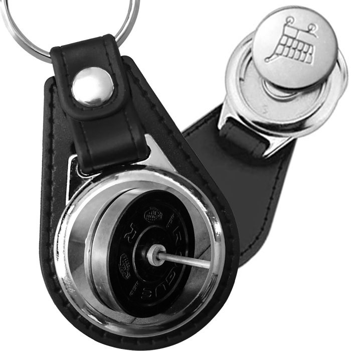 Porte-clé cuir avec médaillon sport Musculation