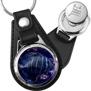 Porte-clé cuir avec médaillon poisson Napoléon