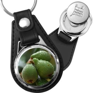 Porte-clé cuir avec médaillon fruit Nèfle