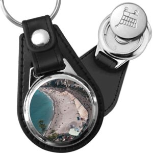 Porte-clé cuir avec médaillon ville Nice