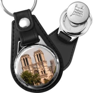 Porte-clé cuir avec médaillon monument Notre-Dame de Paris