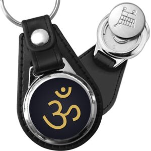 Porte-clé cuir médaillon zen Om