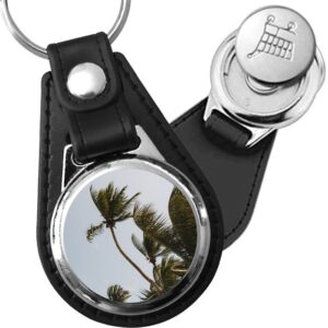 Porte-clé cuir avec médaillon arbre Palmier