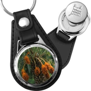 Porte-clé cuir avec médaillon arbre Palmier Dattier