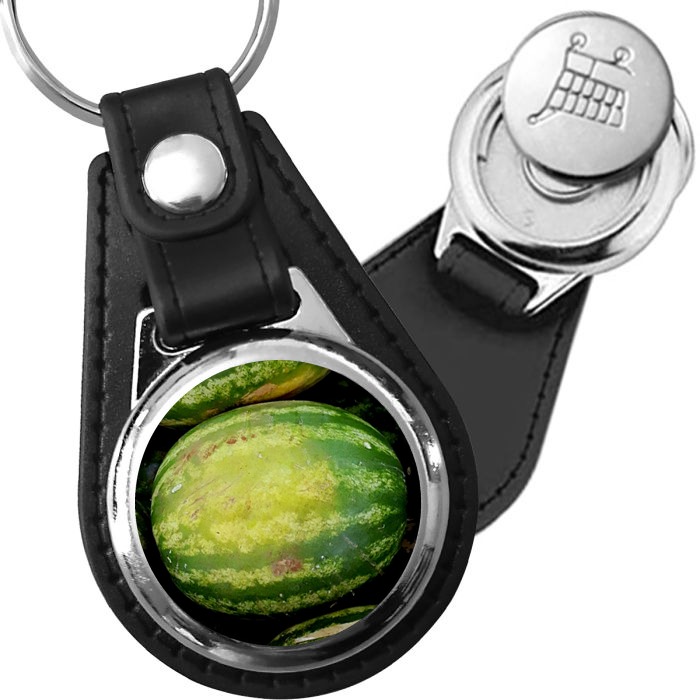Porte-clé cuir avec médaillon fruit Pastèque