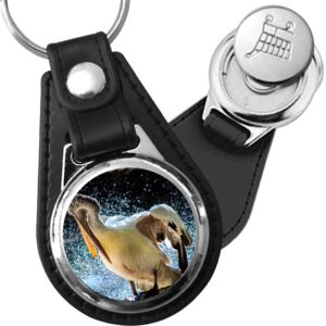 Porte-clé cuir avec médaillon oiseau Pélican