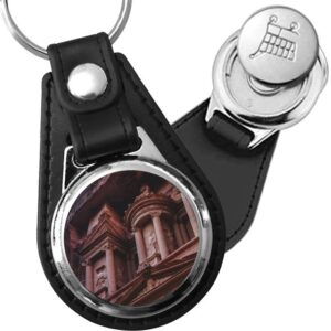 Porte-clé cuir avec médaillon ville Petra
