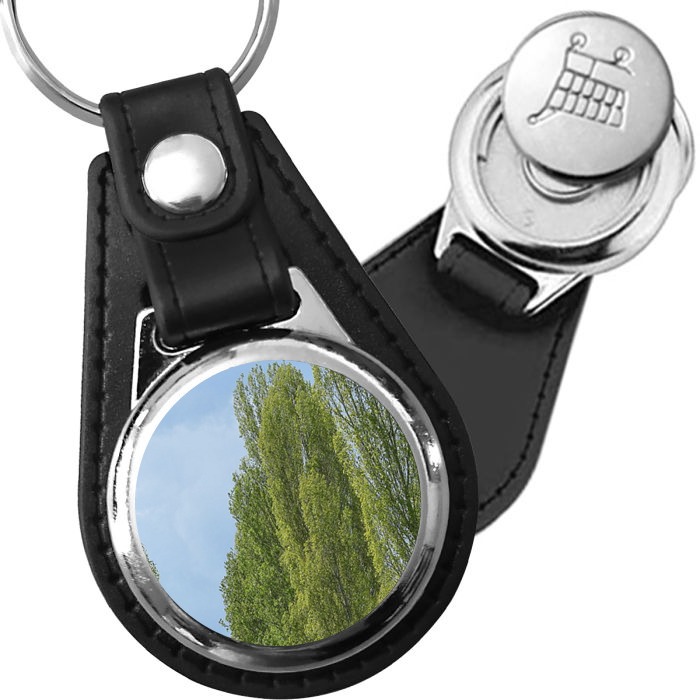 Porte-clé cuir avec médaillon arbre Peuplier