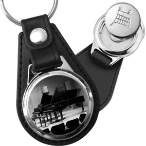 Porte-clé cuir avec médaillon instrument Piano