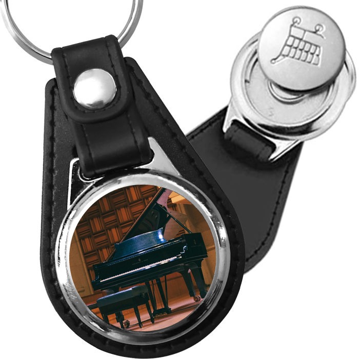 Porte-clé cuir avec médaillon instrument Piano à Queue