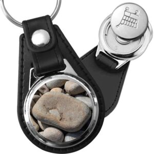Porte-clé cuir médaillon zen Pierre de Rivière
