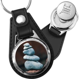 Porte-clé cuir médaillon zen Pierres Zen