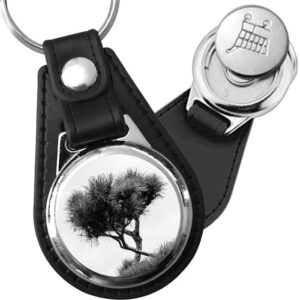 Porte-clé cuir médaillon zen Branche de Pin