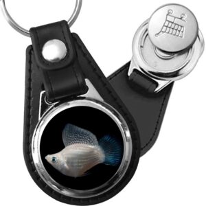 Porte-clé cuir avec médaillon poisson Platy