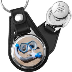 Porte-clé cuir avec médaillon sport Plongée