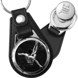 Porte-clé cuir avec médaillon sport Plongeon