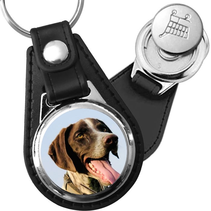 Porte-clé cuir avec médaillon chien Pointer Anglais