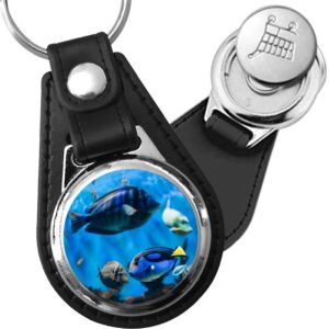 Porte-clé cuir avec médaillon poisson Poisson-chirurgien