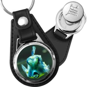 Porte-clé cuir avec médaillon poisson Poisson-coffre