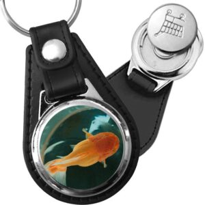 Porte-clé cuir avec médaillon poisson Poisson Rouge