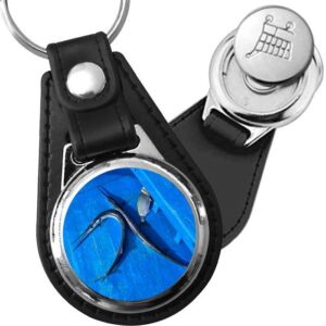 Porte-clé cuir avec médaillon poisson Poisson-trompette