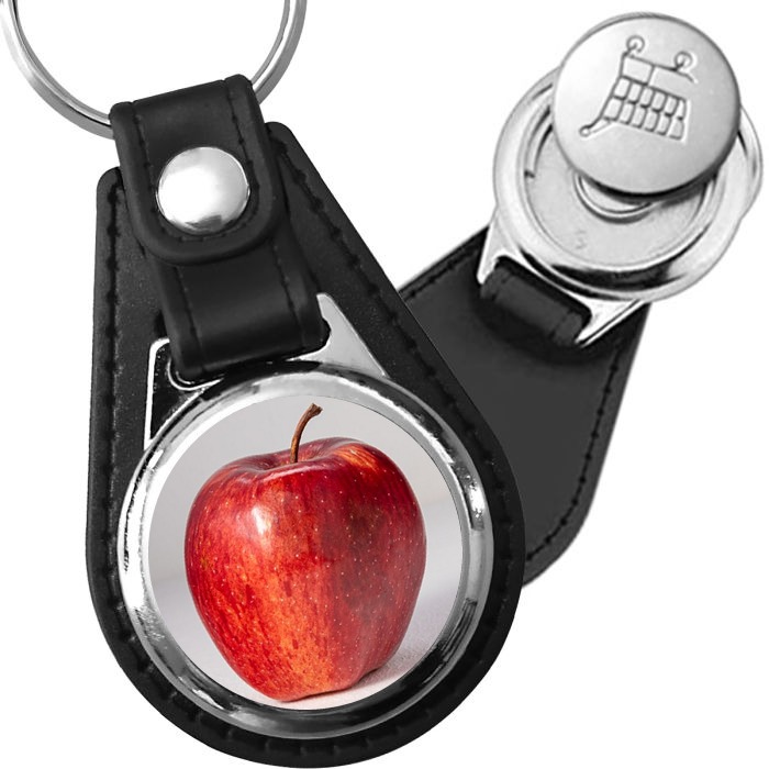 Porte-clé cuir avec médaillon fruit Pomme
