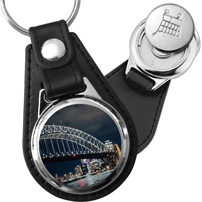 Porte-clé cuir avec médaillon monument Pont de Sydney