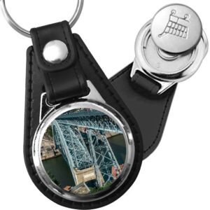 Porte-clé cuir avec médaillon ville Porto