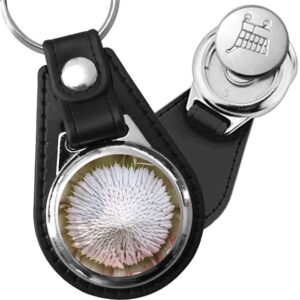 Porte-clé cuir avec médaillon fleur Protea