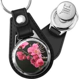 Porte-clé cuir avec médaillon arbre Prunier