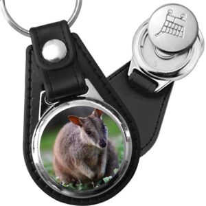 Porte-clé cuir avec médaillon mammifère Quokka