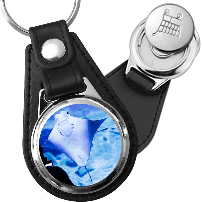 Porte-clé cuir avec médaillon poisson Raie