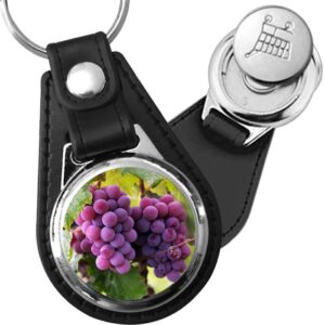 Porte-clé cuir avec médaillon fruit Raisin