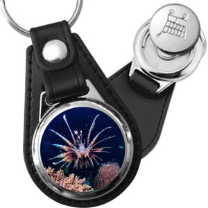 Porte-clé cuir avec médaillon poisson Rascasse Volante