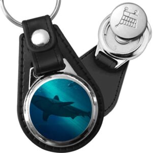 Porte-clé cuir avec médaillon poisson Requin
