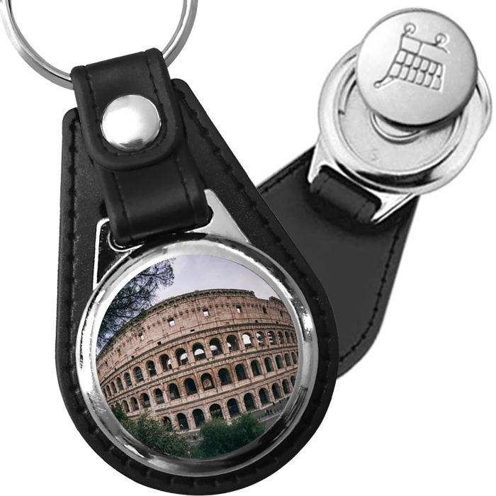 Porte-clé cuir avec médaillon ville Rome