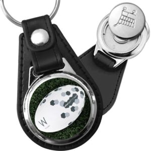 Porte-clé cuir avec médaillon sport Rugby