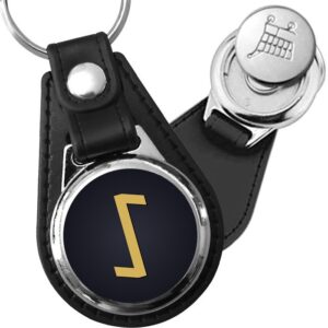 Porte-clé cuir médaillon viking gravé Rune Iwaz