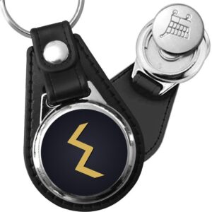 Porte-clé cuir médaillon viking gravé Rune Sowilo