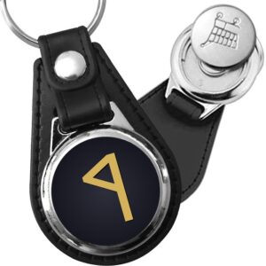 Porte-clé cuir médaillon viking gravé Rune Q
