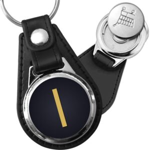 Porte-clé cuir médaillon viking gravé Rune Isa (Glace)