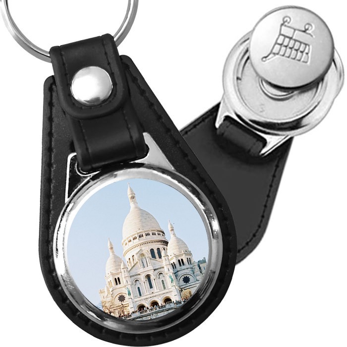 Porte-clé cuir avec médaillon monument Sacré-Cœur