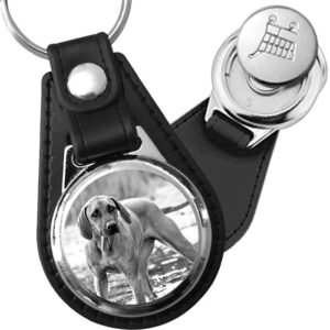 Porte-clé cuir avec médaillon chien Saint-Hubert