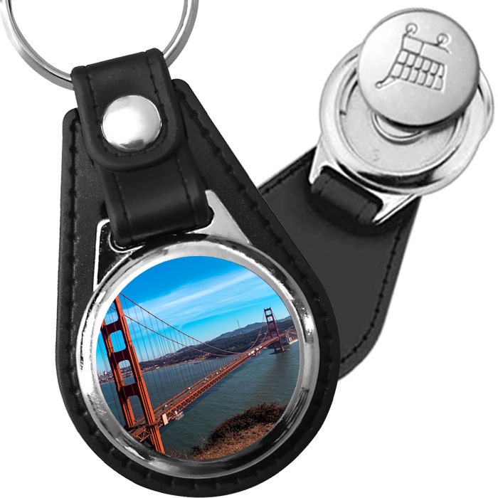 Porte-clé cuir avec médaillon ville San Francisco